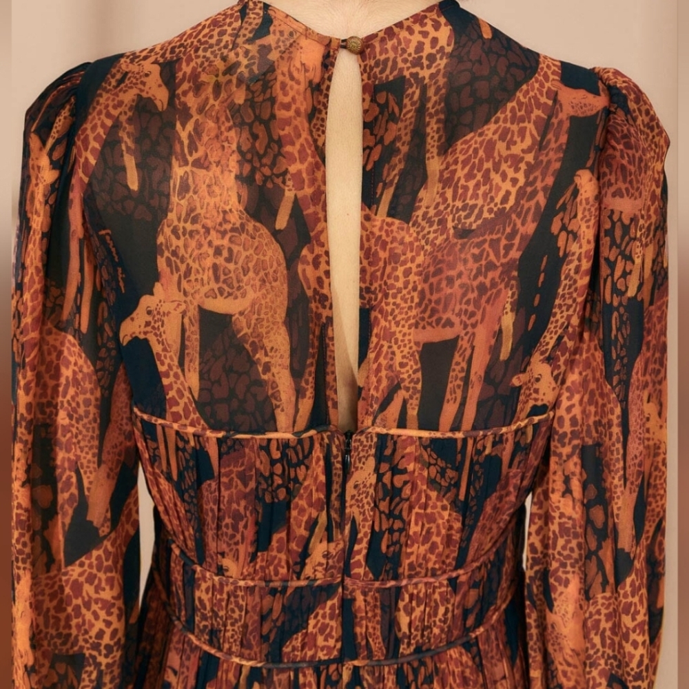 FARM Rio | $330 Giraffe Print Puff Sleeve Maxi Dress - Picture 16 of 16